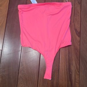 hot pink strapless bodysuit